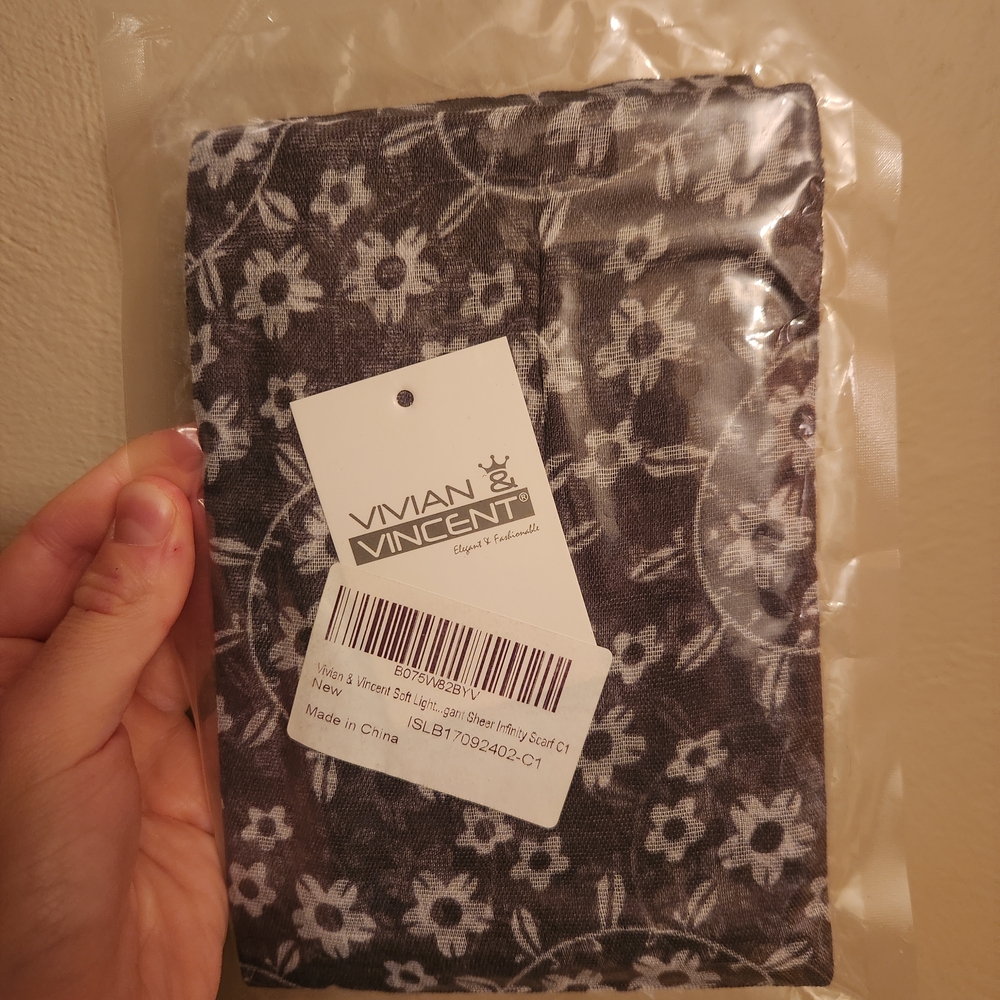 Vivian & Vincent Black Floral Infinity Scarf